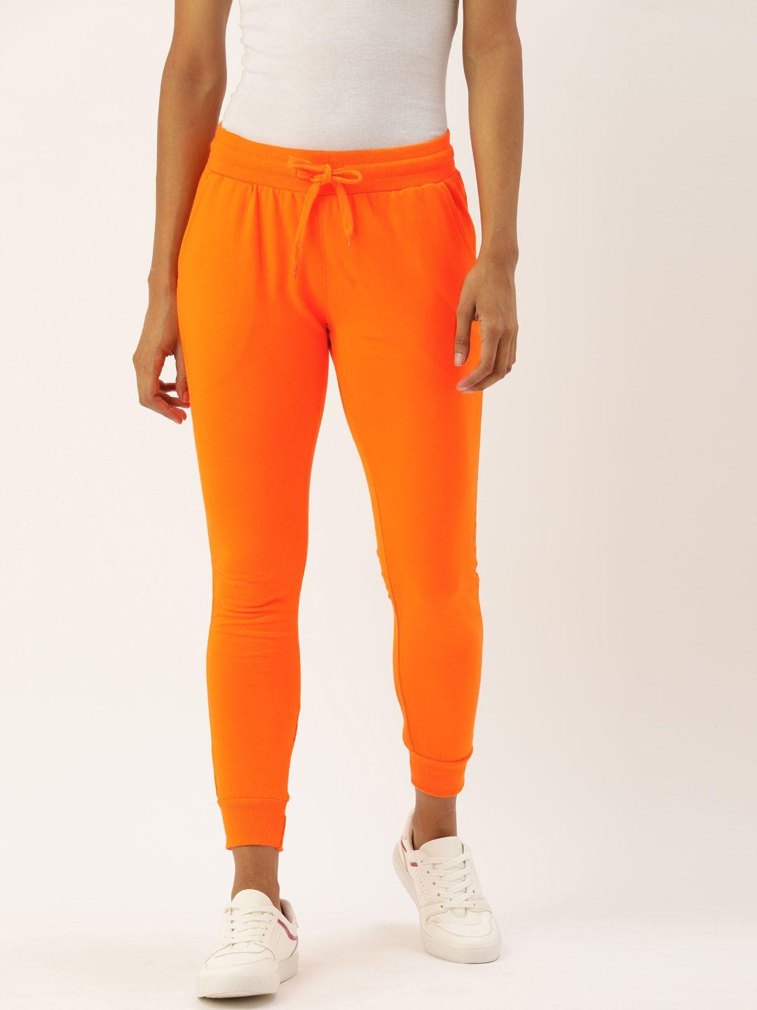 genius18 women orange solid slim fit joggers