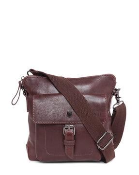genuine leather back pack with buckle closure