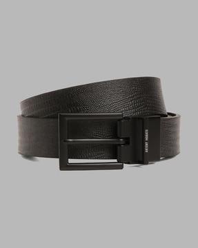 genuine leather belt with buckle closure