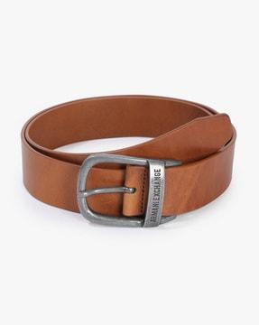 genuine leather belt with pin-buckle closure