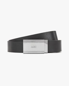 genuine leather belt with push-pin buckle closure