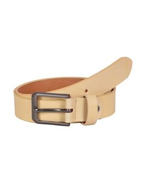 genuine leather belt with tang-buckle closure