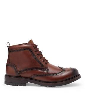 genuine leather brogue boots