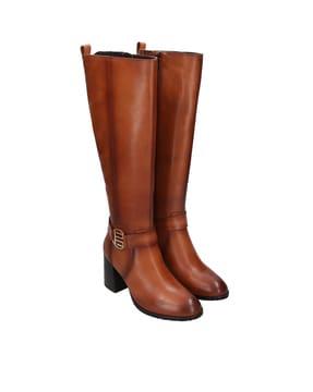 genuine leather knee-length boots