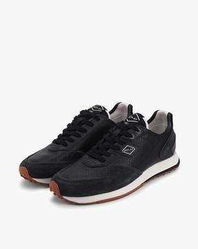 genuine leather lace-up sneakers