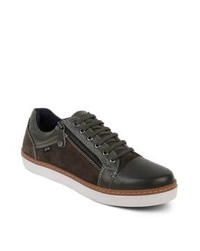 genuine leather lace-up sneakers