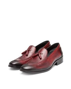 genuine leather loafers with tassels