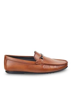 genuine leather mocassins with metal accent