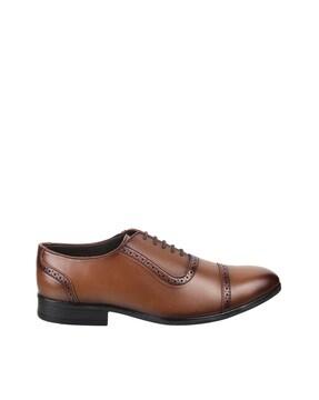 genuine leather round-toe oxford shoes