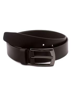 genuine leather slim belt with buckle closure