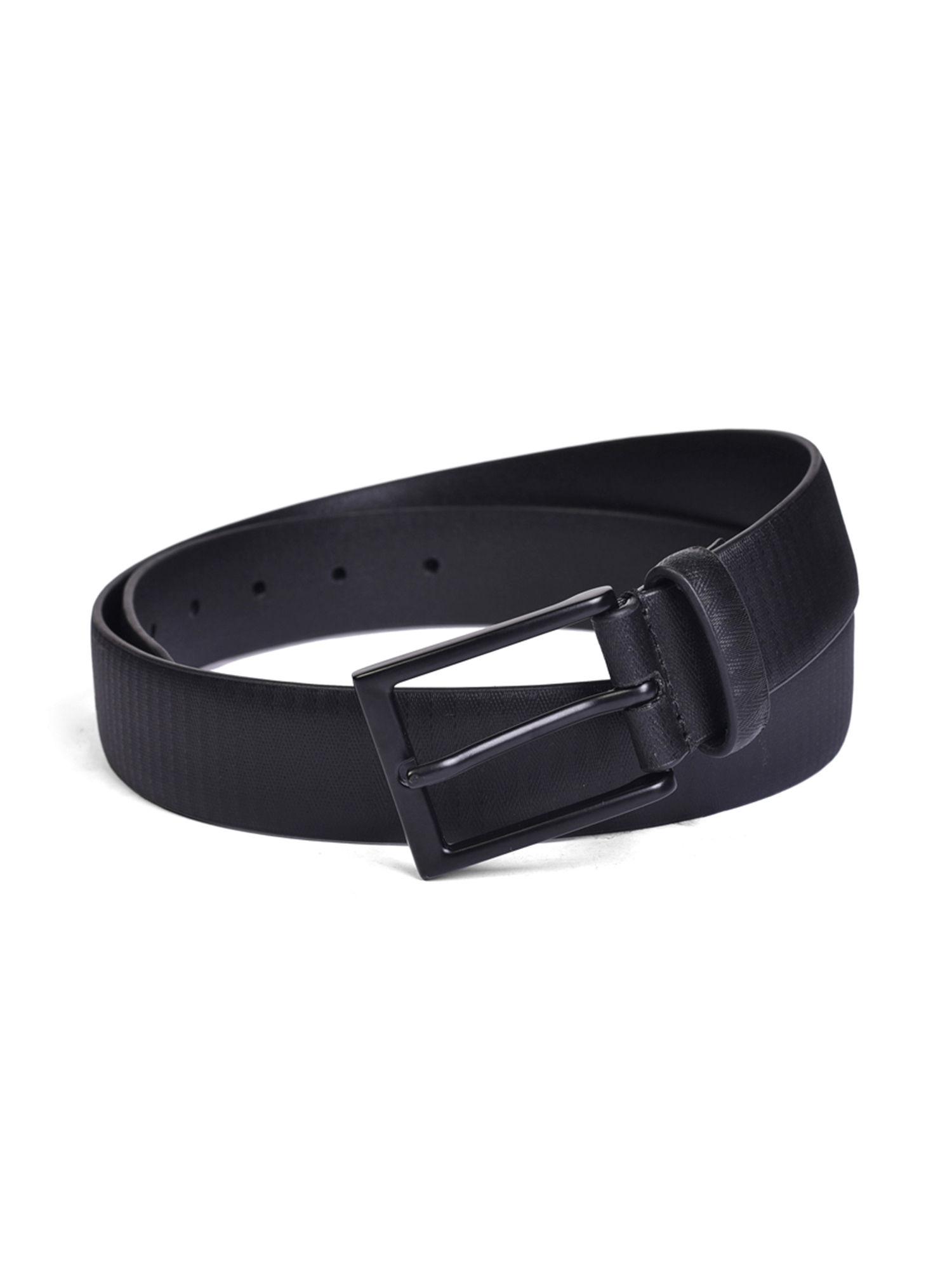 genuine italian leather black mens belt with black coated finished buckle
