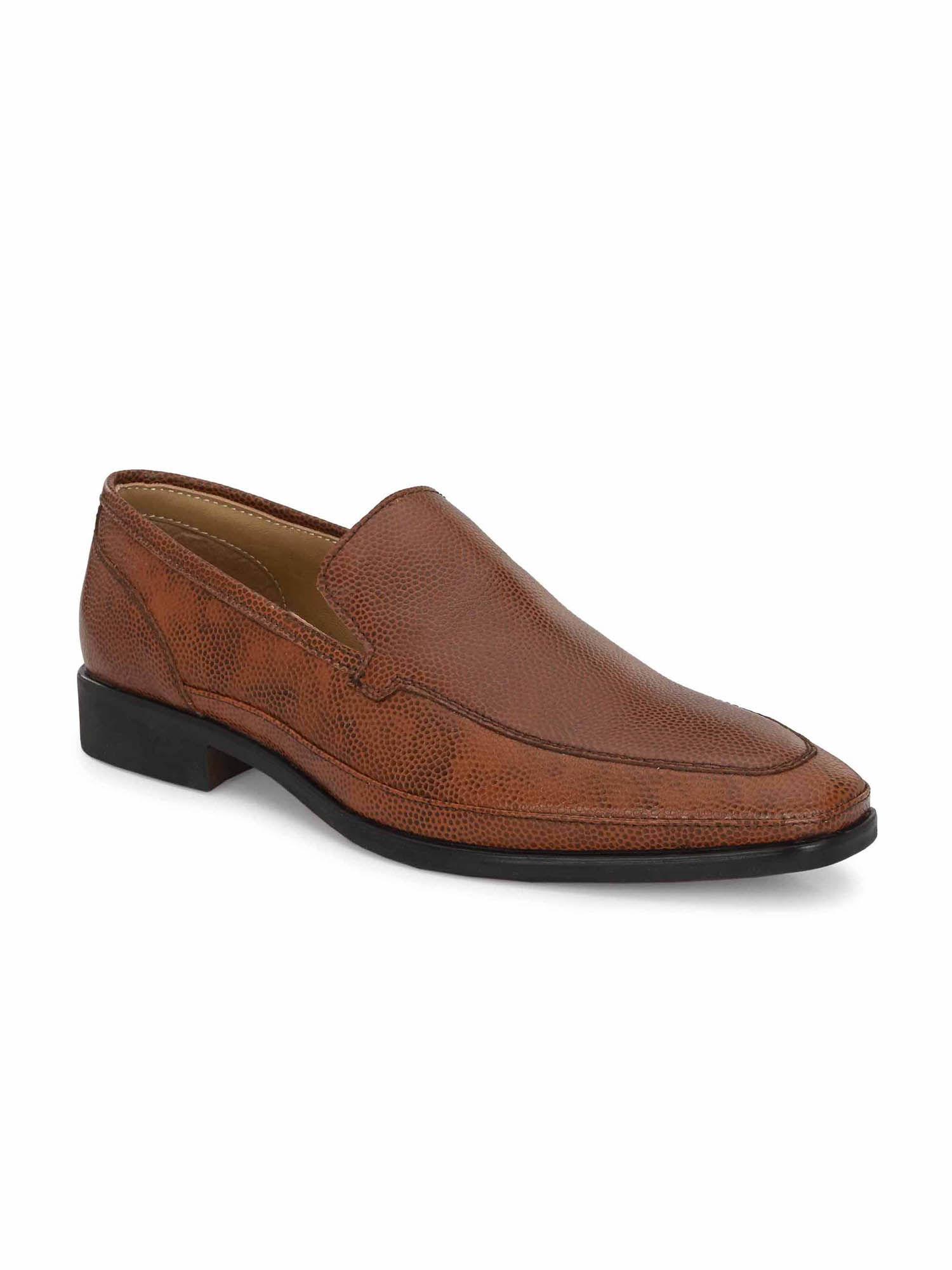 genuine laether tan slip-on formal shoes