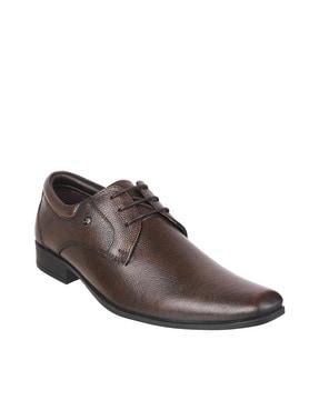 genuine leather almond-toe derbys