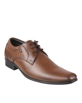 genuine leather almond-toe derbys