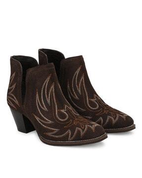 genuine leather ankle-length boots 