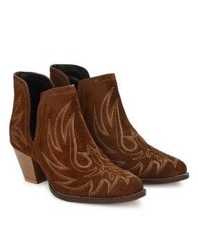 genuine leather ankle-length boots 