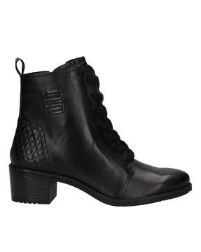 genuine leather ankle-length boots