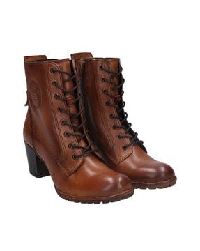 genuine leather ankle-length boots