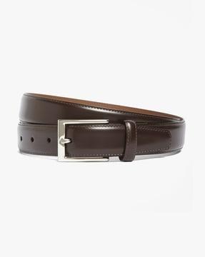 genuine leather belt with buckle closure