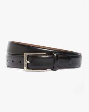 genuine leather belt with buckle closure