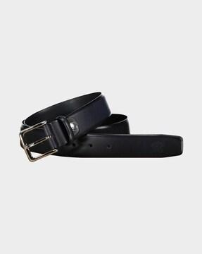 genuine leather belt with buckle closure