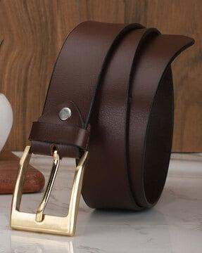 genuine leather belt with buckle closure