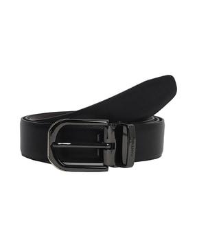 genuine leather belt with tang-buckle