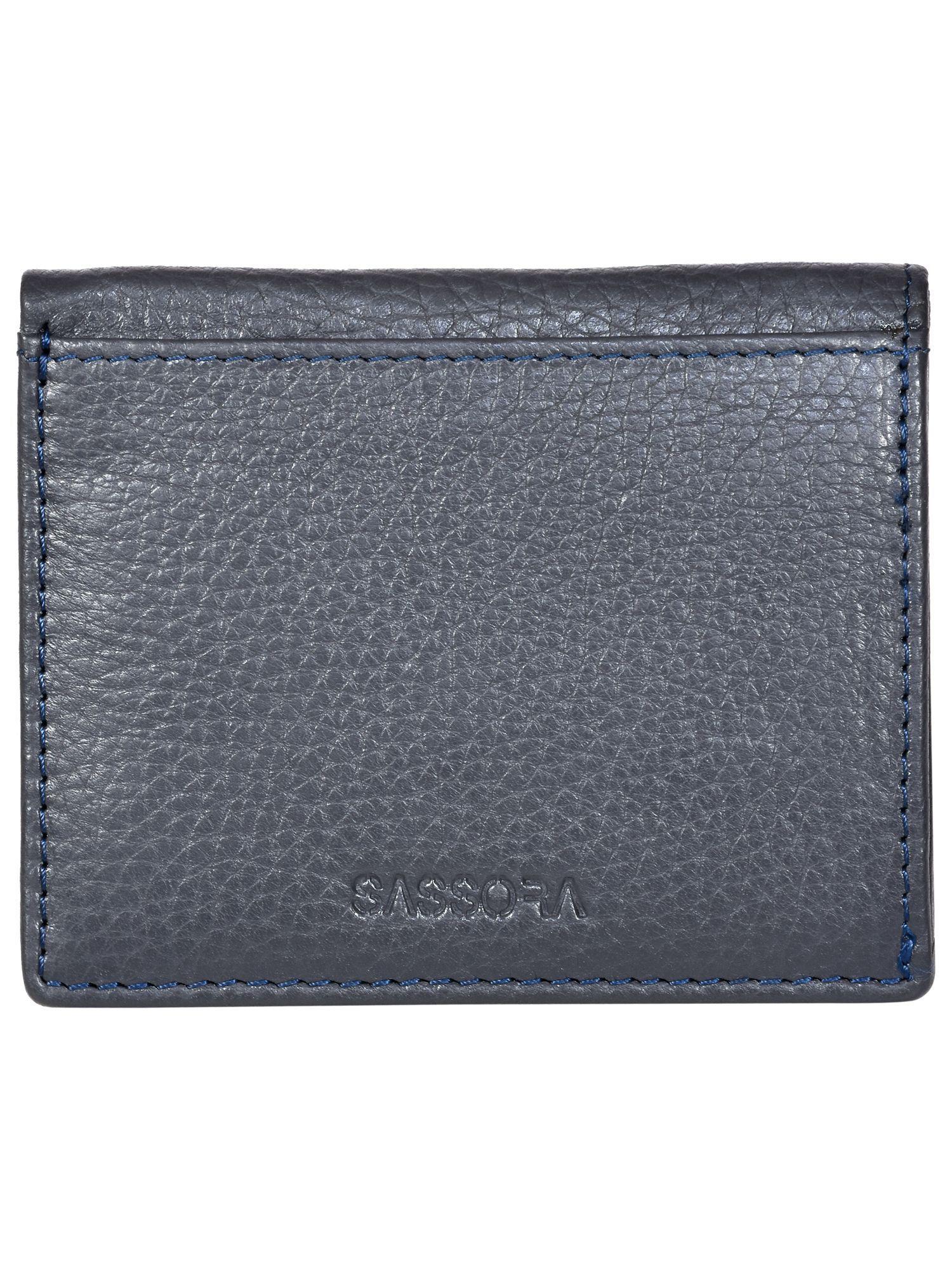 genuine leather bi-fold small slim wallet for men & women-navy blue