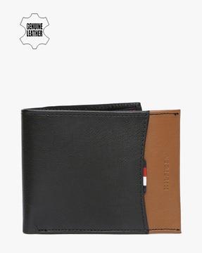 genuine leather bi-fold wallet with branding