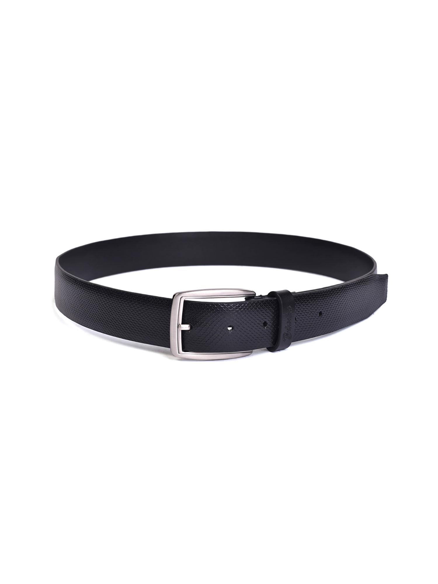 genuine leather black mens belt with nickle finished buckle