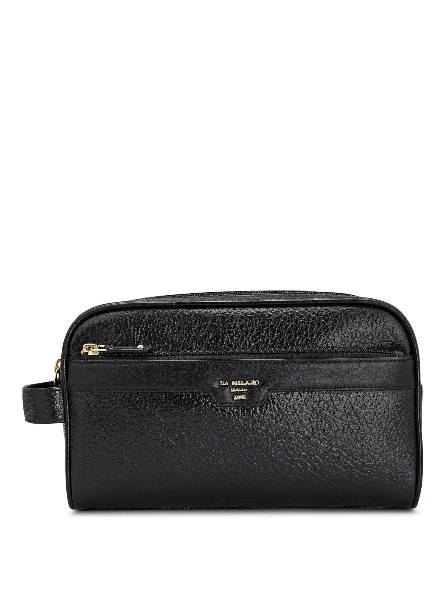 genuine leather black pouch