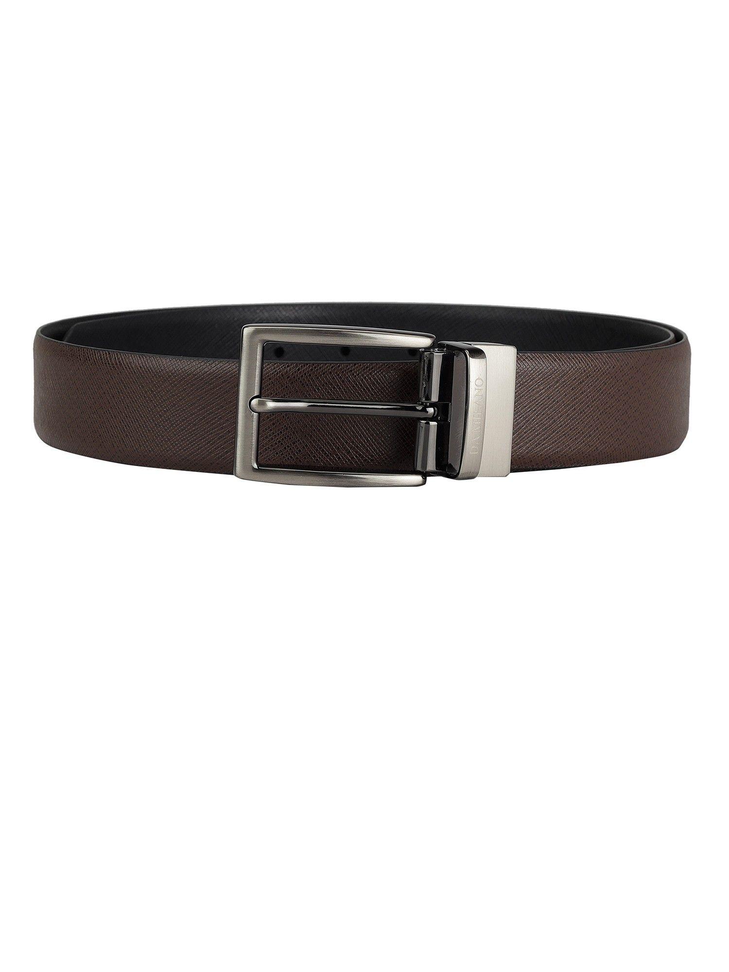 genuine leather brown & black reversible belt bm-3232-35r-olsaffiano