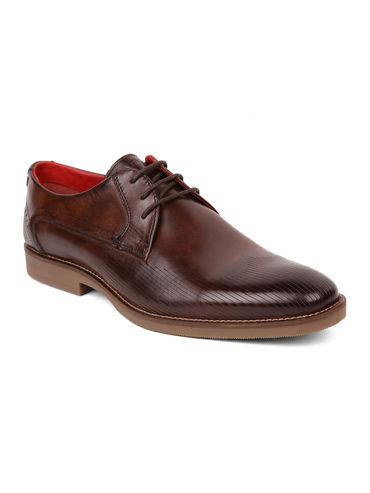 genuine leather brown laceup derby shoes