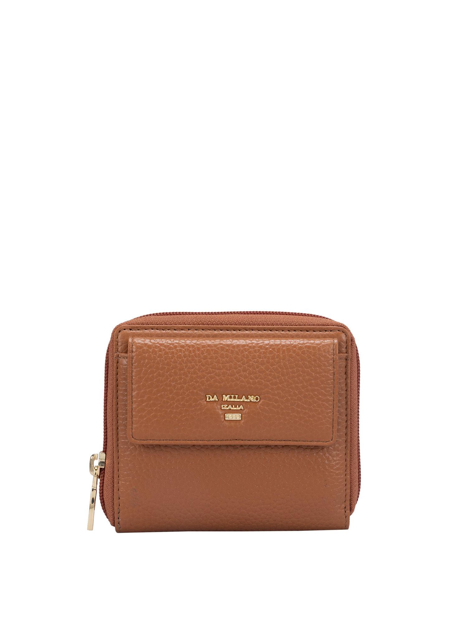genuine leather brown ladies wallet