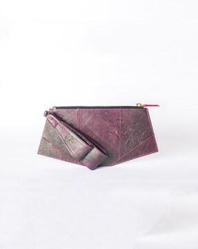 genuine leather caro wristlet