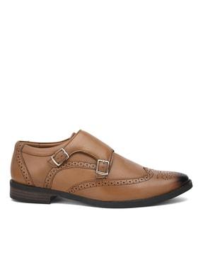 genuine leather double-strap monks