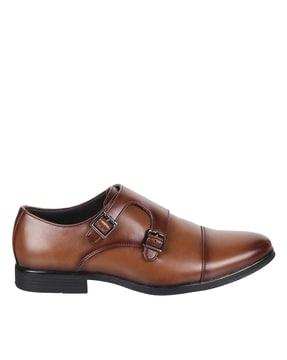 genuine leather dual-strap monks