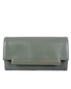 genuine leather fold-over clutch