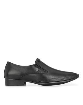 genuine leather formal shoes with metal accent