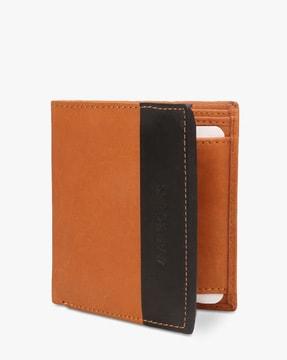 genuine leather furry bi-fold wallet