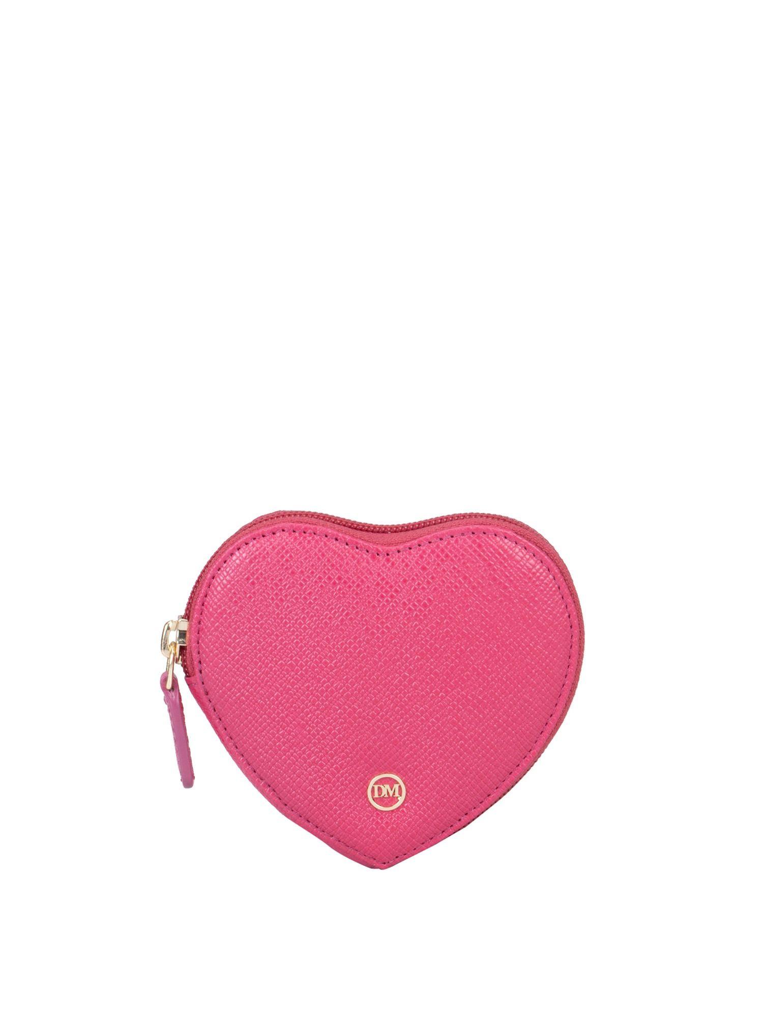 genuine leather hot pink pouch