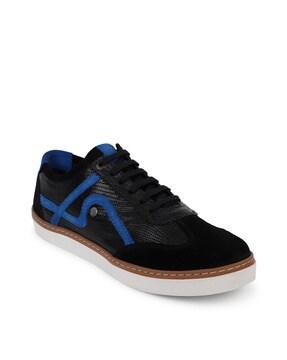 genuine leather lace-up sneakers