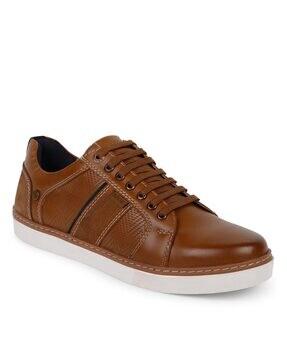 genuine leather lace-up sneakers