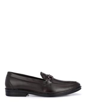 genuine leather loafers with metal accent