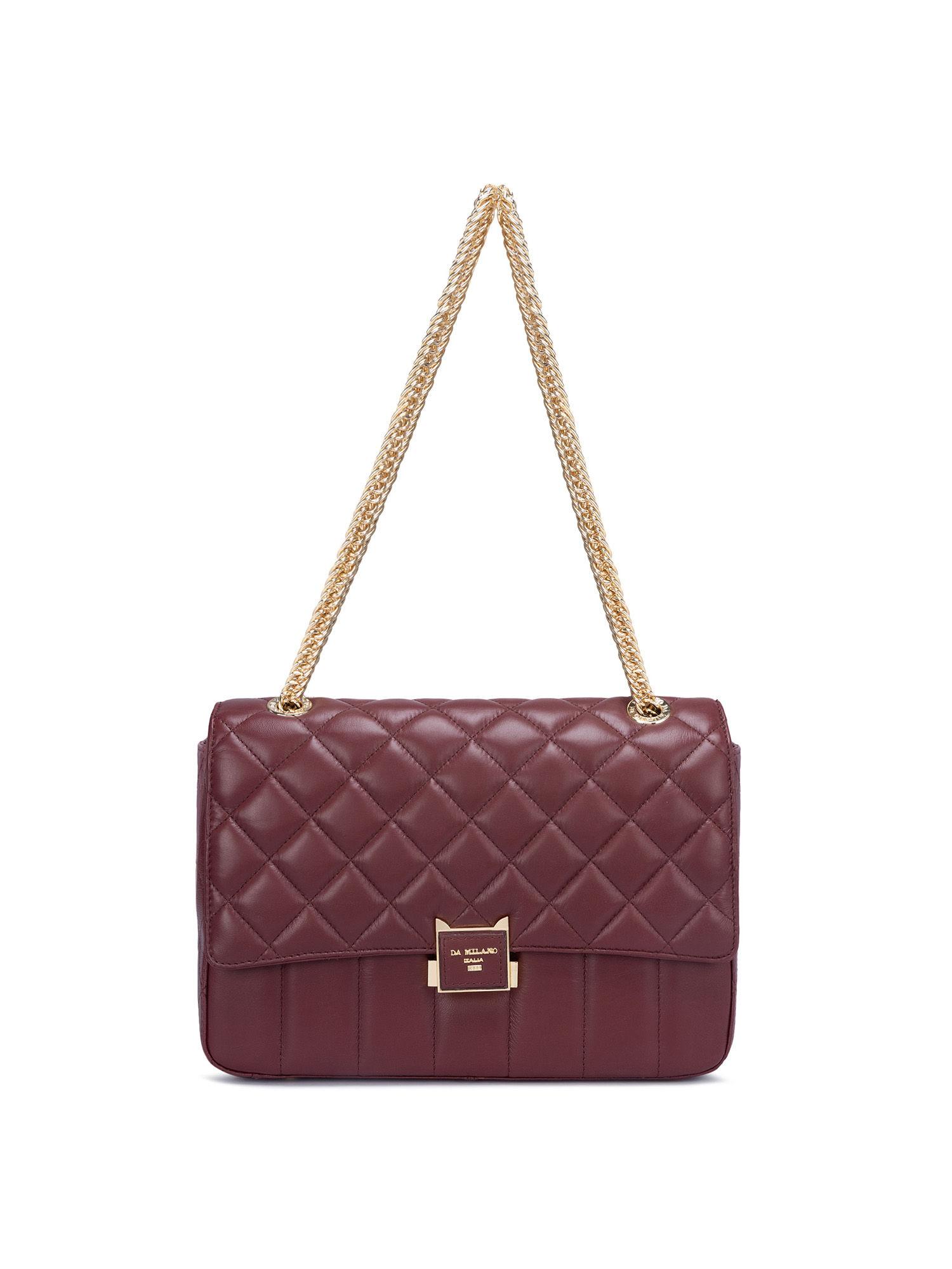 genuine leather maroon sling bag