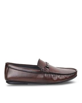 genuine leather mocassins with metal accent