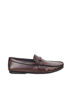 genuine leather mocassins with metal accent