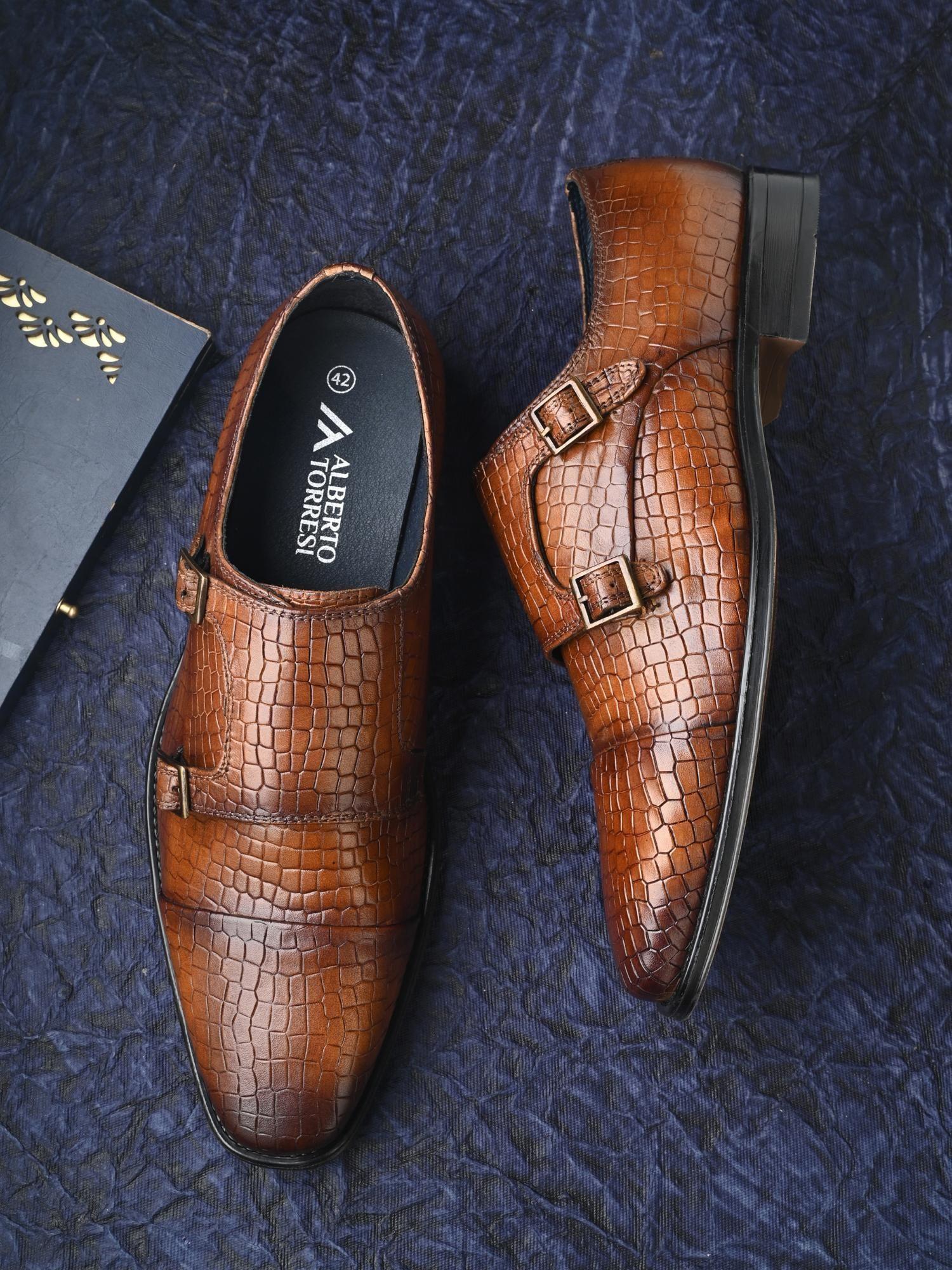 genuine leather monk strap shoes