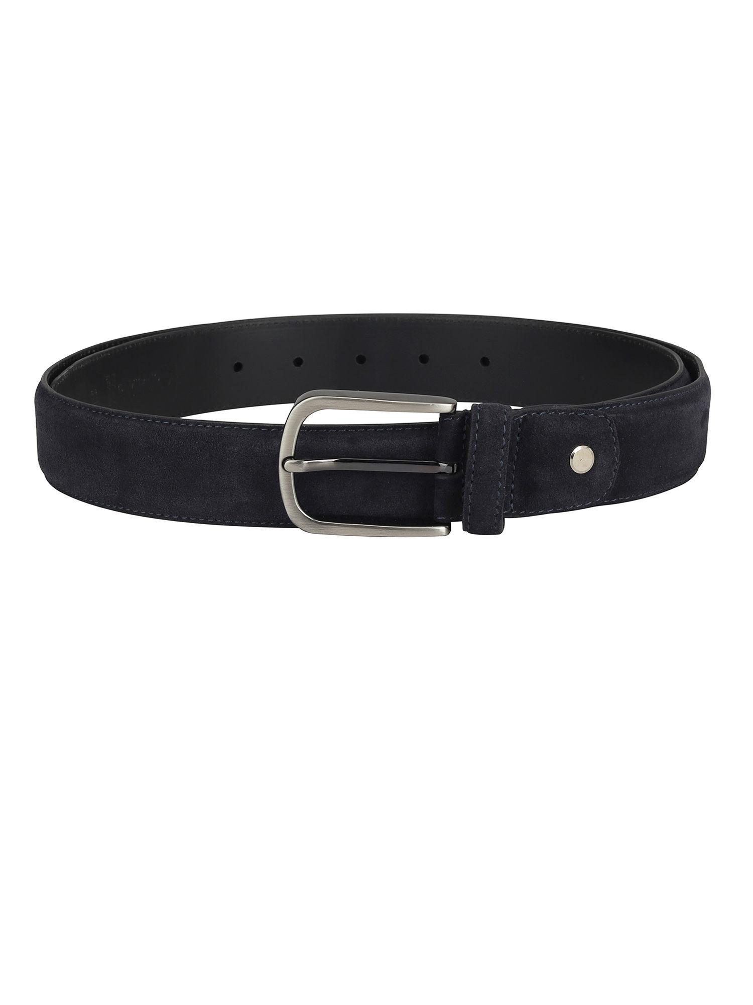 genuine leather navy blue solid-plain men's belt