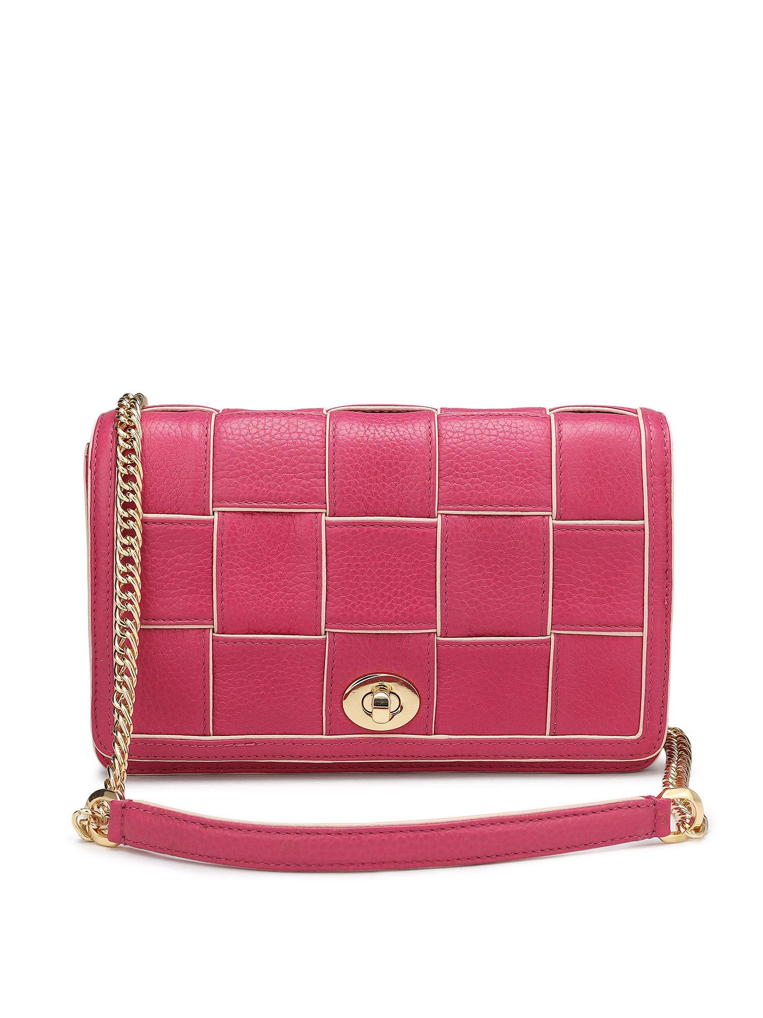 genuine leather pink ladies sling bag